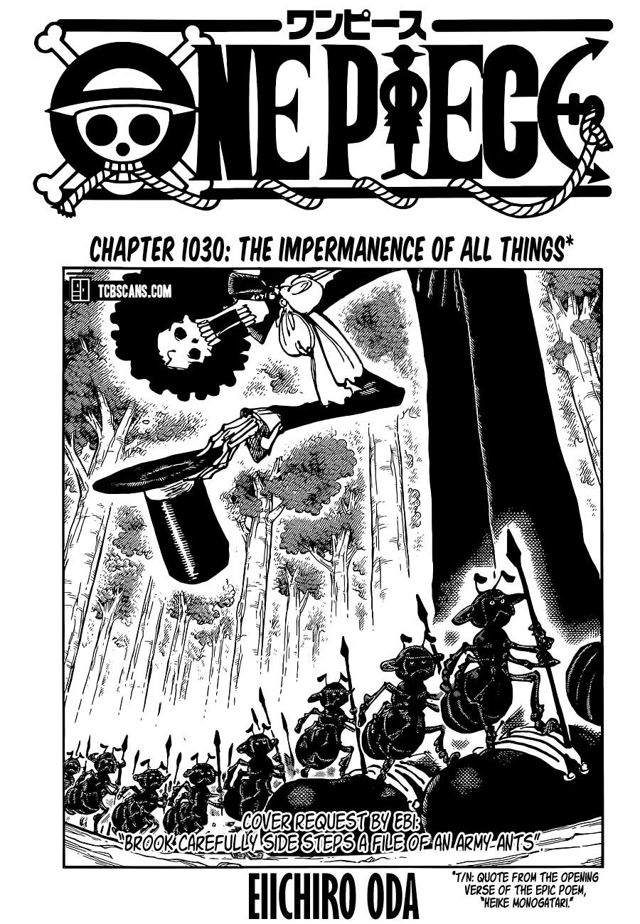One Piece Manga Chapter 1030 page 1 - Echoing the Impermanence of All Things