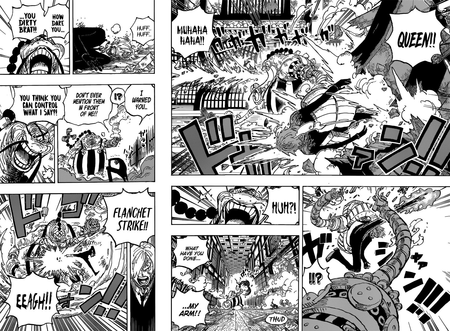 One Piece Manga Chapter 1034 page 8 - Sanji vs. Queen