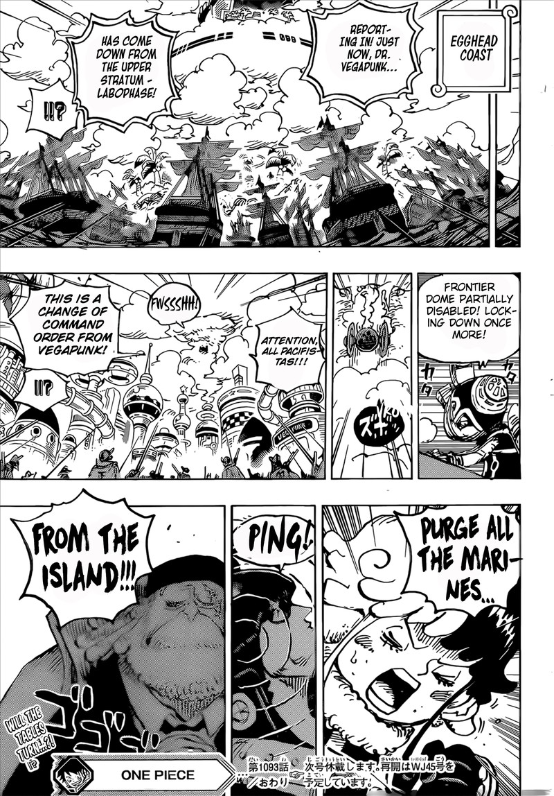 One Piece Manga Chapter 1093 page 15 - Luffy vs. Kizaru
