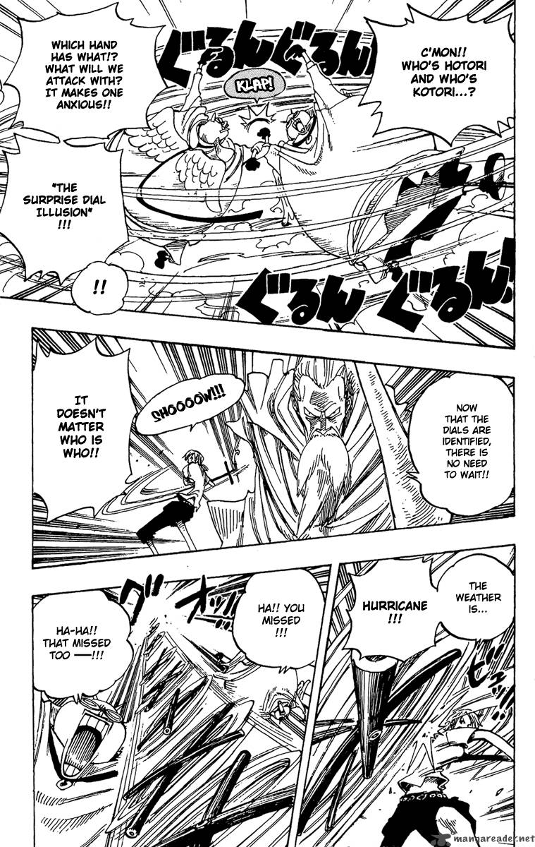 One Piece Manga Chapter 263 page 11 - Pirate Nami and the Weird Knight vs. Divine Soldiers Lieutenants Hotori and Kotori