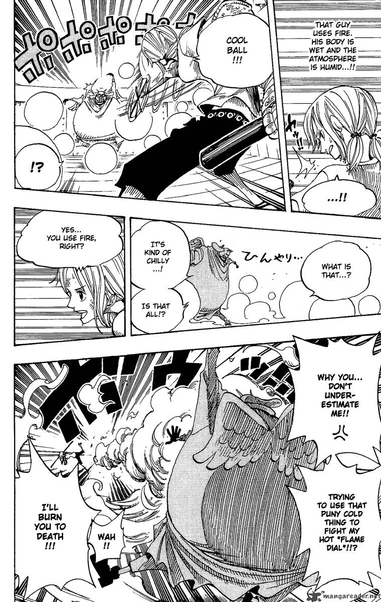 One Piece Manga Chapter 263 page 16 - Pirate Nami and the Weird Knight vs. Divine Soldiers Lieutenants Hotori and Kotori