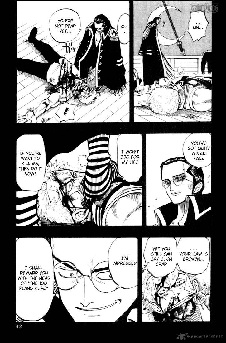 One Piece Manga Chapter 37 page 15 - The Pirate "Kuro of a Hundred Plans"