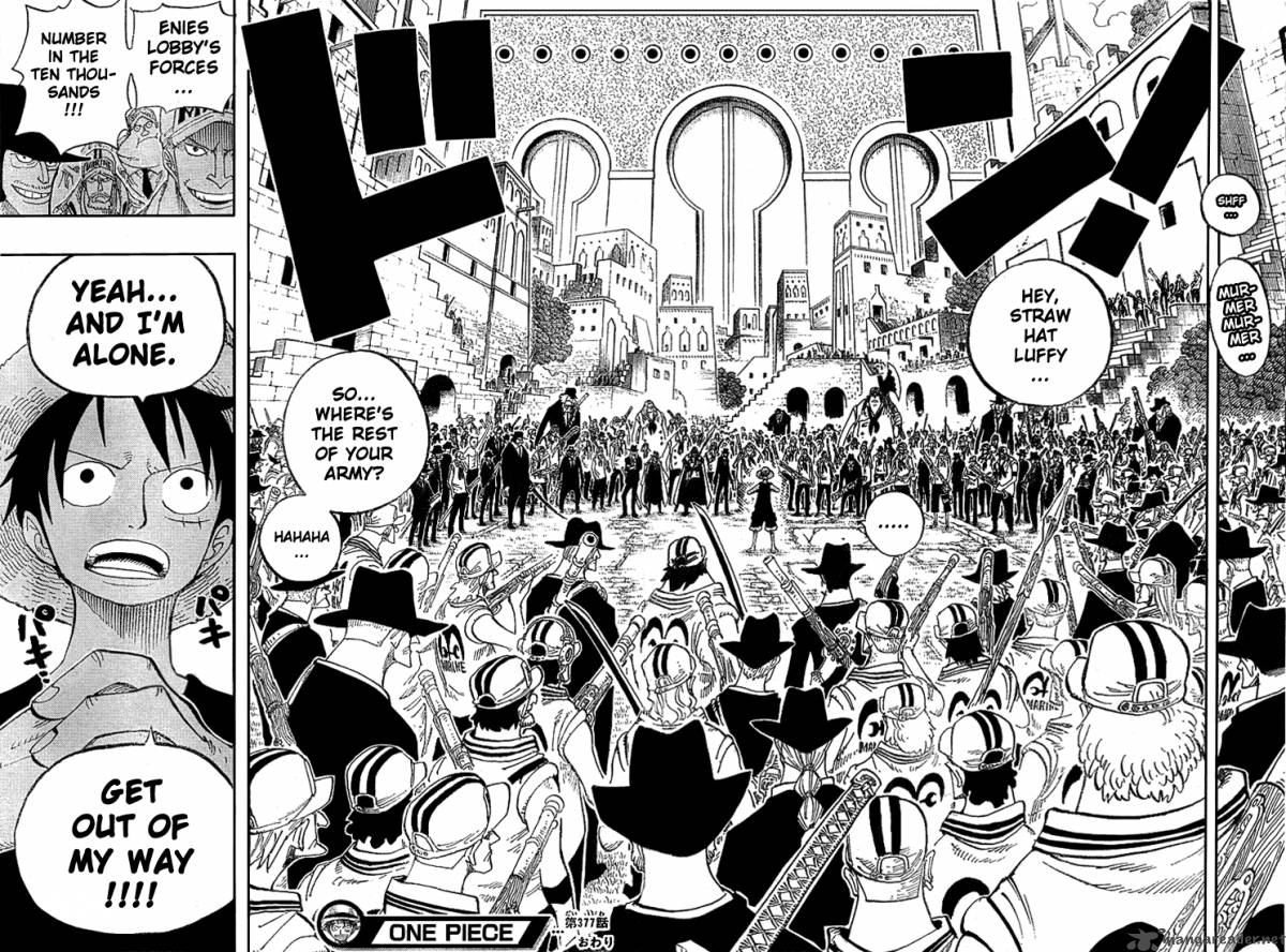 One Piece Manga Chapter 377 page 16 - Great Battle on the Judiciary Island!!