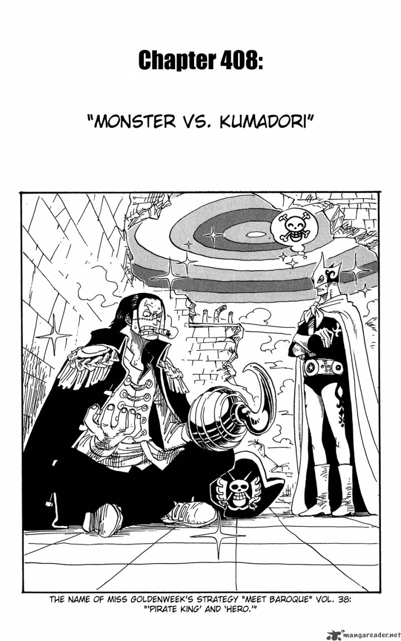 One Piece Manga Chapter 408 page 1 - Monster vs Kumadori