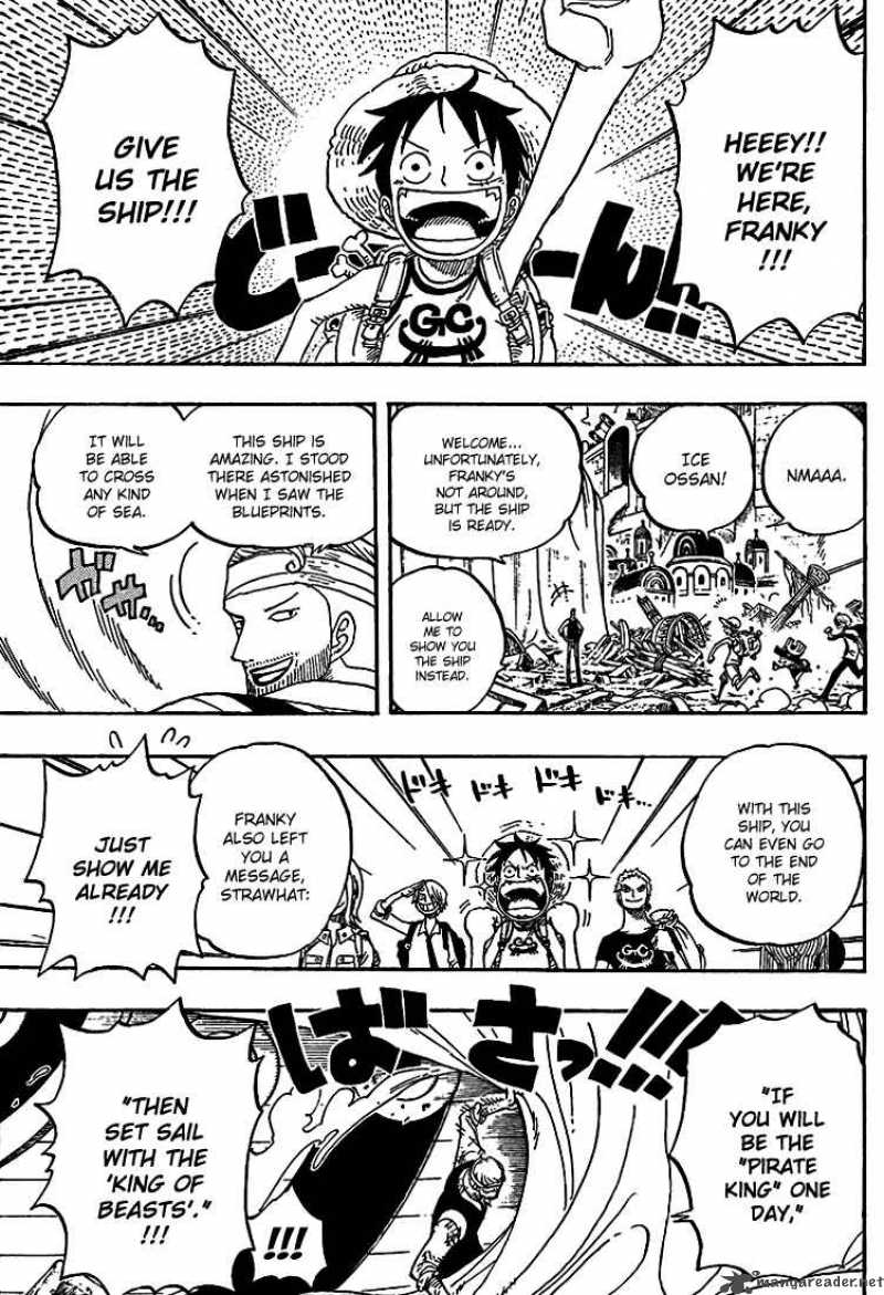 One Piece Manga Chapter 436 page 5 - Pants from Franky House