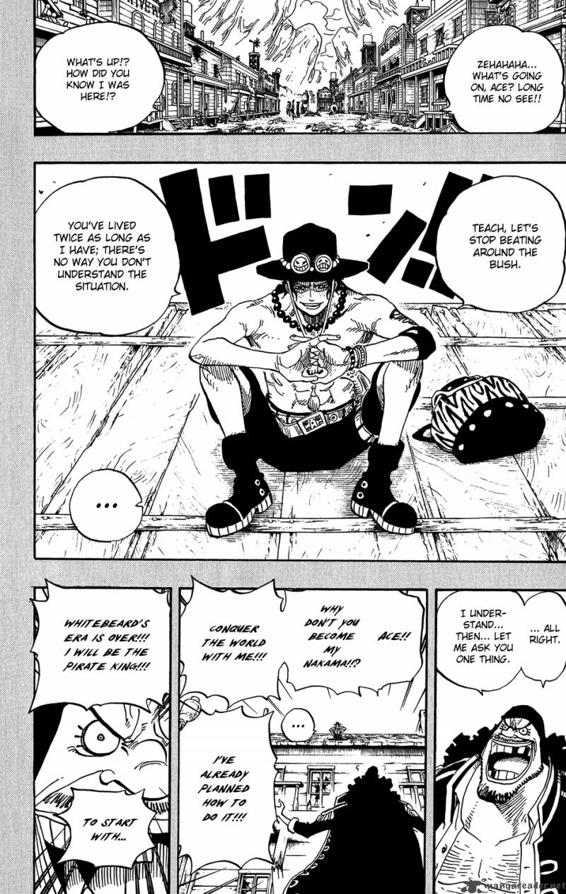 One Piece Manga Chapter 440 page 12 - Fire Fist vs Blackbeard