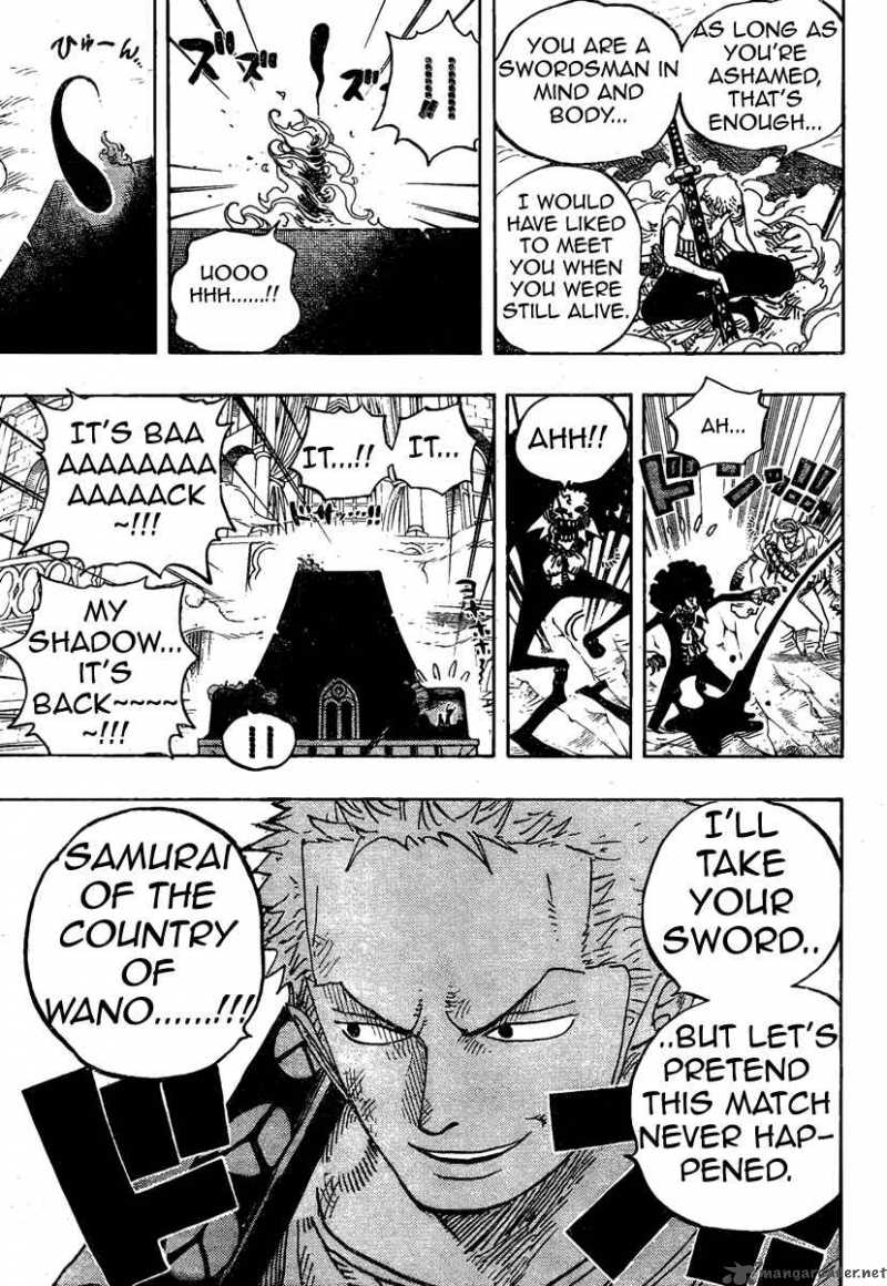 One Piece Manga Chapter 467 page 18 - Pirate Zoro vs Samurai Ryuma