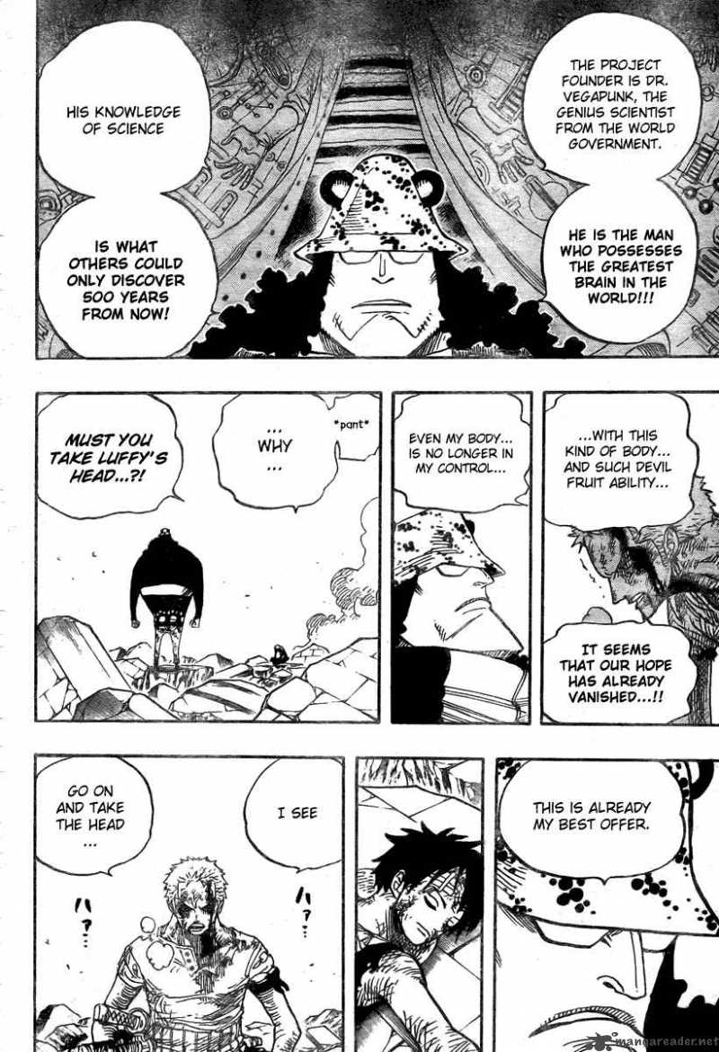 One Piece Manga Chapter 485 page 10 - Straw Hat Pirates - Pirate Hunter Zoro