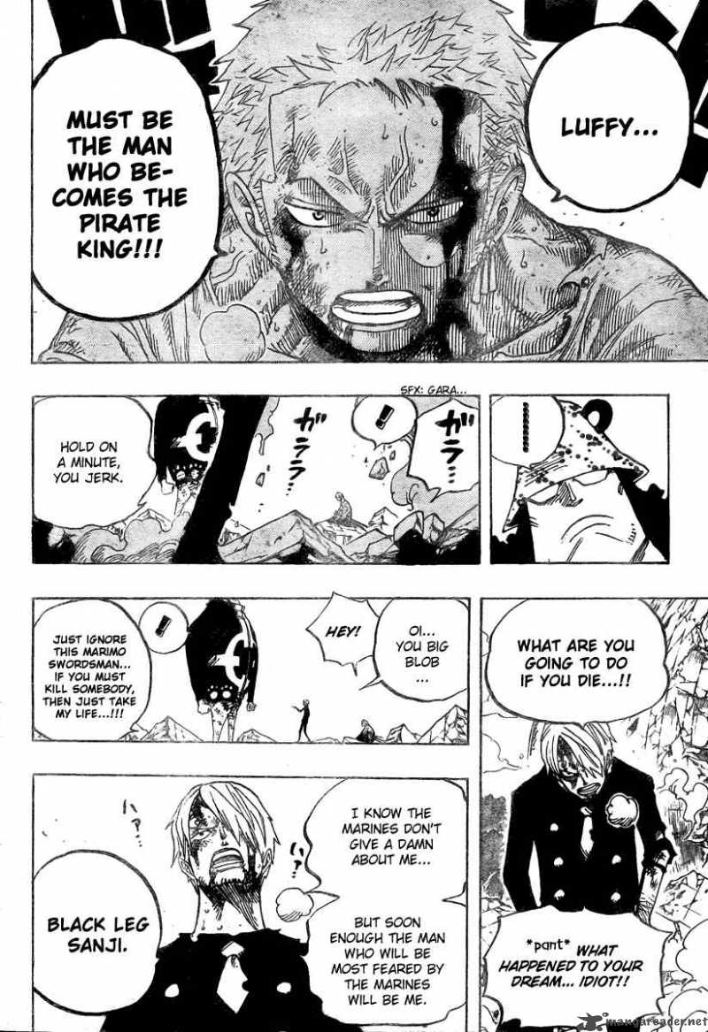 One Piece Manga Chapter 485 page 12 - Straw Hat Pirates - Pirate Hunter Zoro