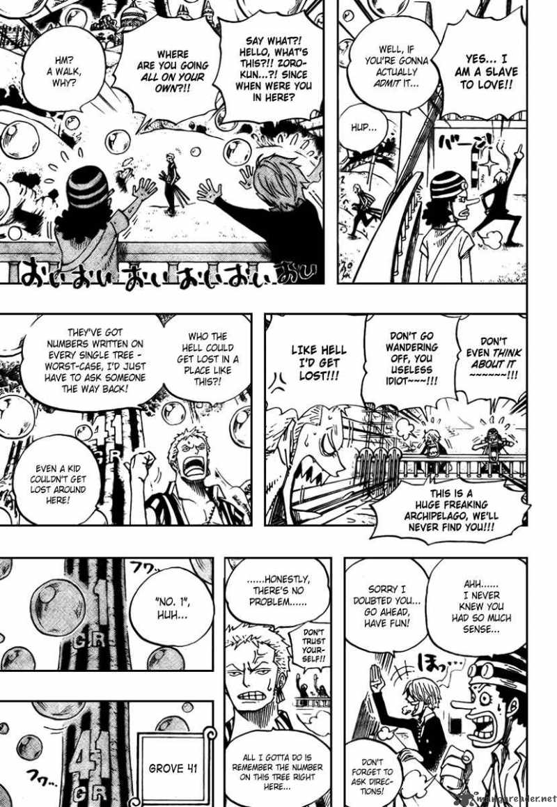 One Piece Manga Chapter 497 page 3 - Adventure on the Archipelago of Dancing Soap Bubbles
