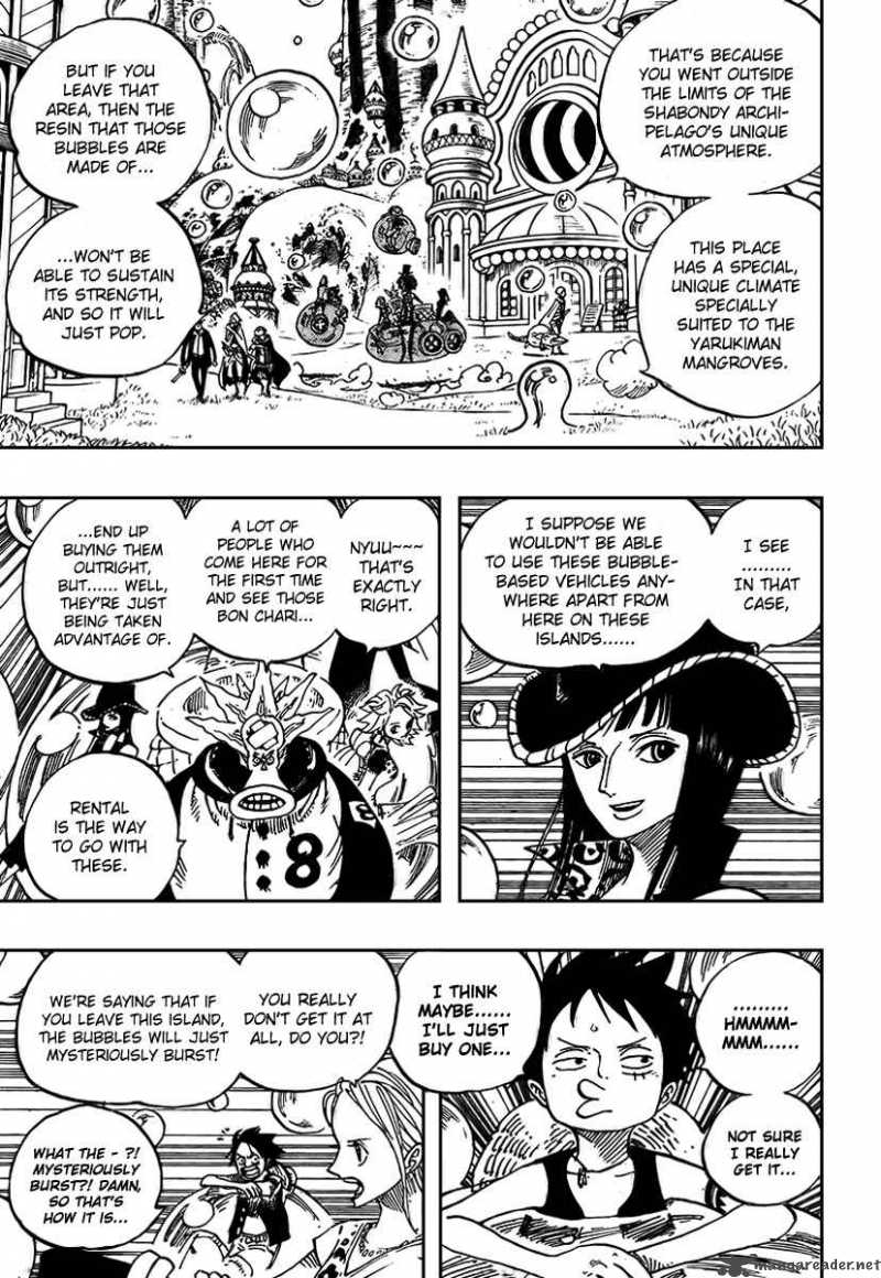One Piece Manga Chapter 497 page 9 - Adventure on the Archipelago of Dancing Soap Bubbles