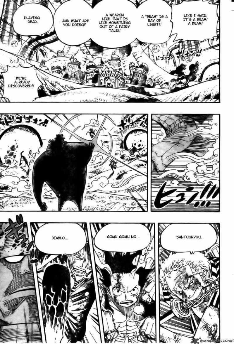 One Piece Manga Chapter 509 page 3 - Kizaru vs. Four Captains