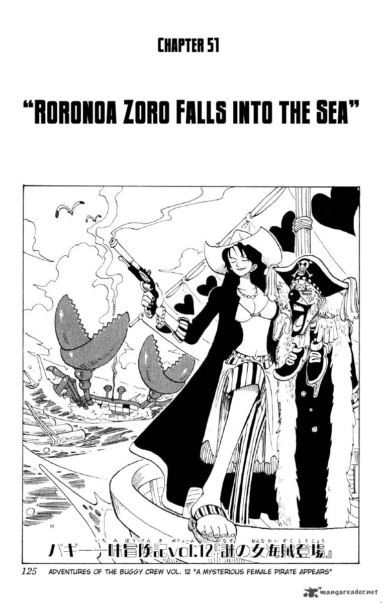 One Piece Manga Chapter 51 page 1 - Roronoa Zoro Falls Into the Sea