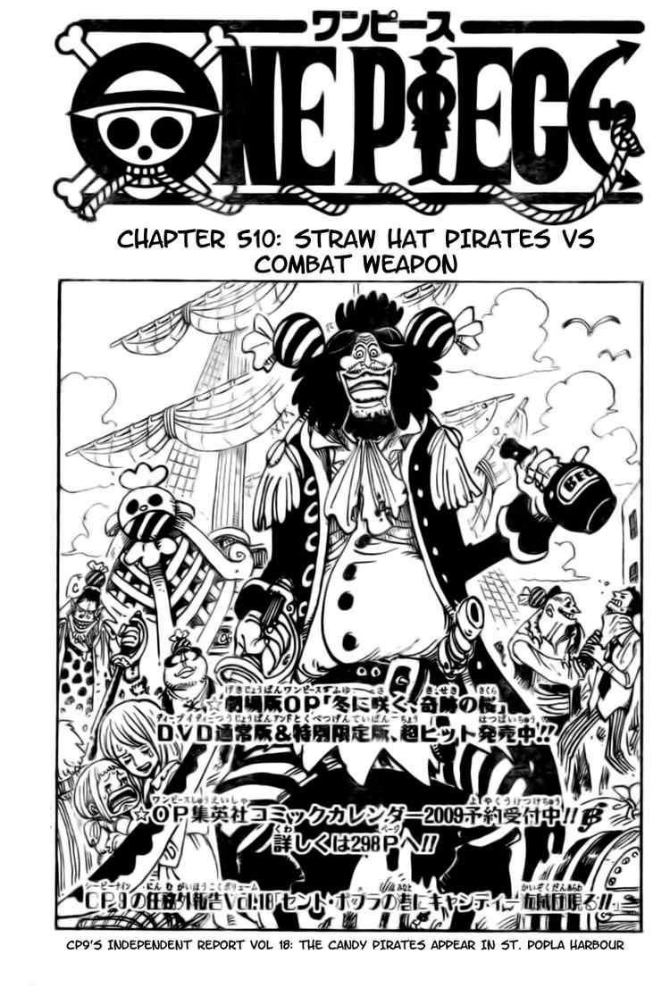 One Piece Manga Chapter 510 page 1 - Straw Hat Crew vs. Combat Weapon