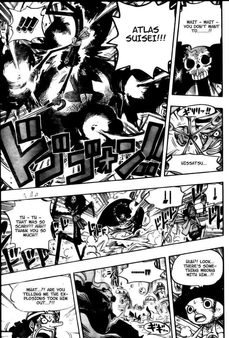 One Piece Manga Chapter 510 page 13 - Straw Hat Crew vs. Combat Weapon