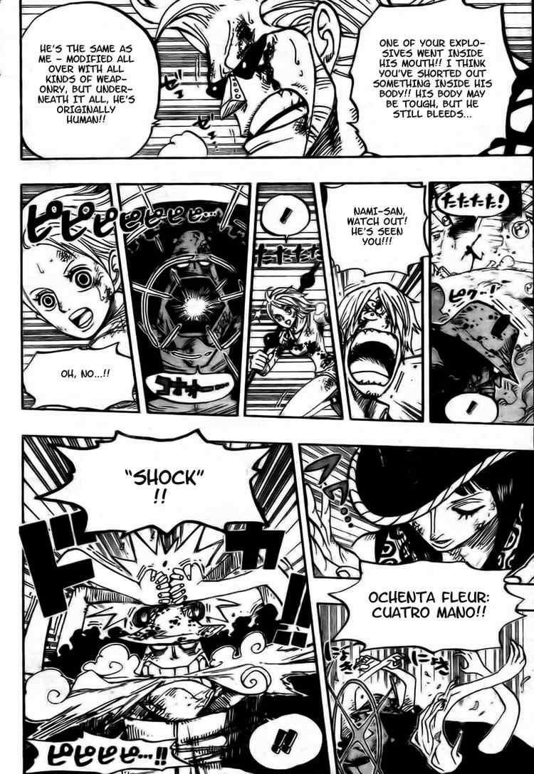 One Piece Manga Chapter 510 page 14 - Straw Hat Crew vs. Combat Weapon