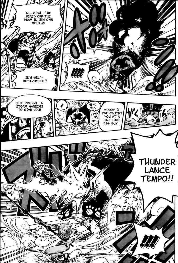 One Piece Manga Chapter 510 page 15 - Straw Hat Crew vs. Combat Weapon