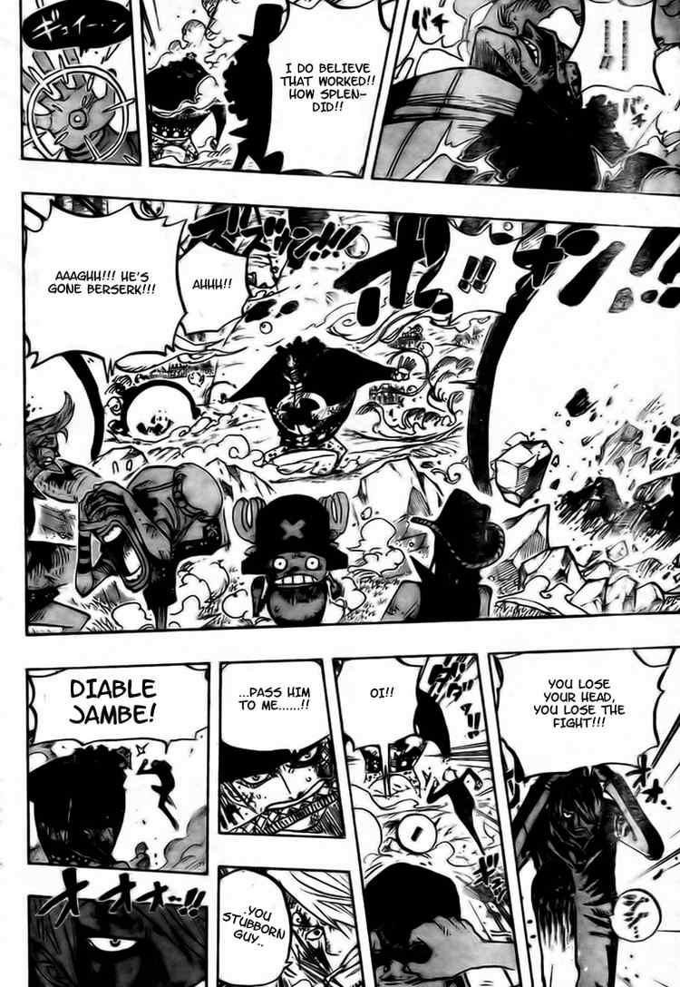 One Piece Manga Chapter 510 page 16 - Straw Hat Crew vs. Combat Weapon
