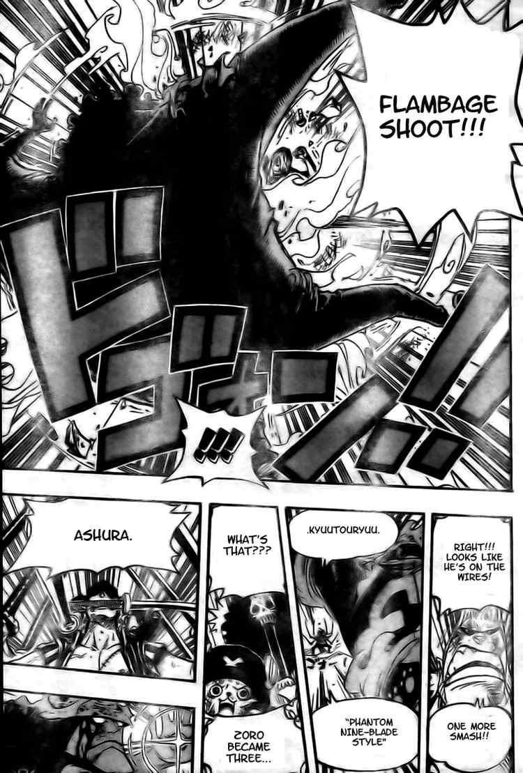 One Piece Manga Chapter 510 page 17 - Straw Hat Crew vs. Combat Weapon