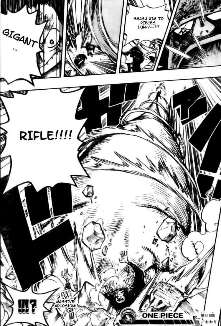 One Piece Manga Chapter 510 page 19 - Straw Hat Crew vs. Combat Weapon