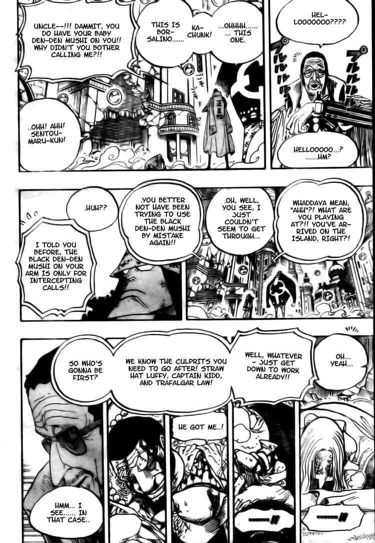 One Piece Manga Chapter 510 page 8 - Straw Hat Crew vs. Combat Weapon
