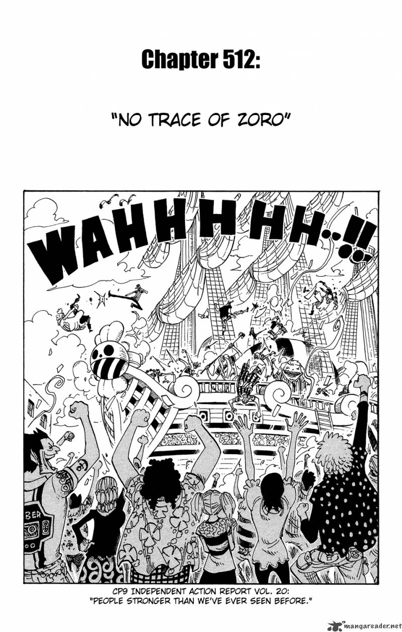 One Piece Manga Chapter 512 page 1 - Zoro, Gone