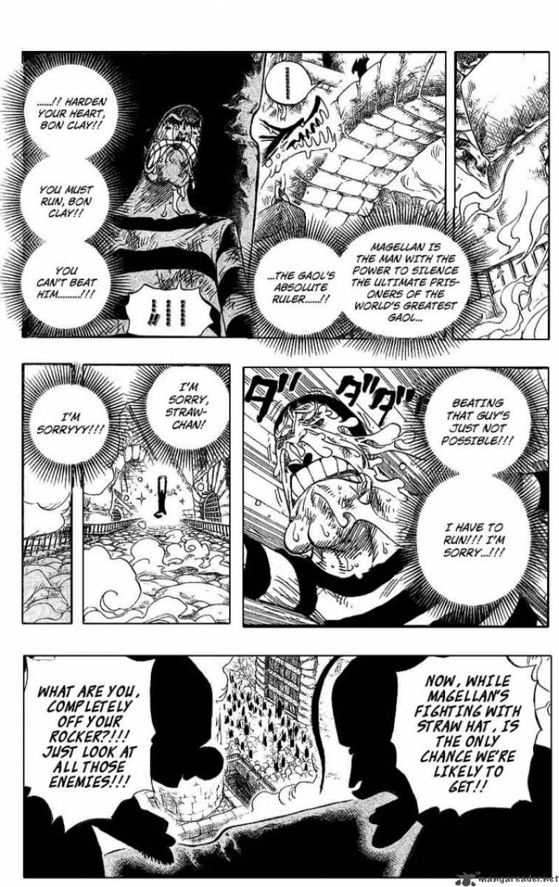 One Piece Manga Chapter 534 page 15 - Chief Warden Magellan vs. Pirate Luffy