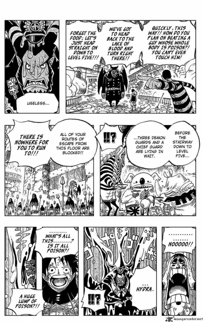 One Piece Manga Chapter 534 page 5 - Chief Warden Magellan vs. Pirate Luffy