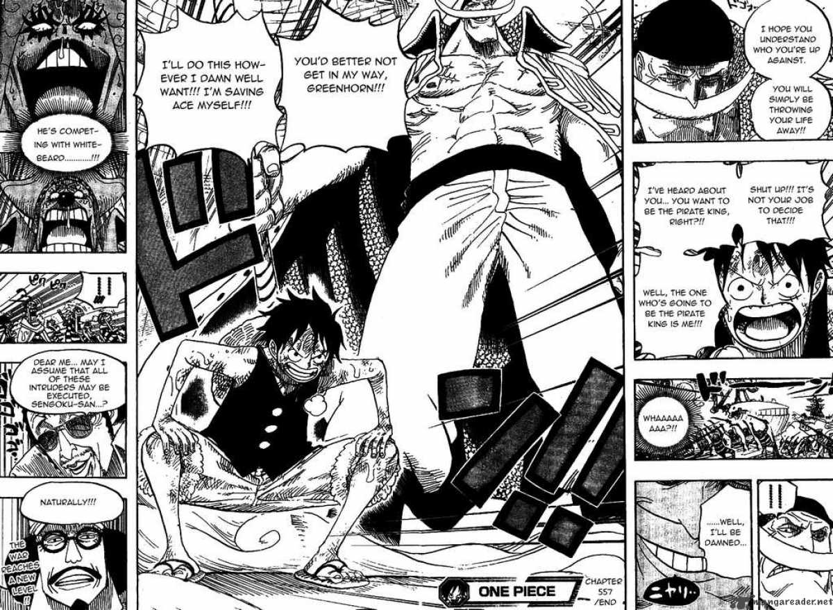 One Piece Manga Chapter 557 page 14 - Luffy and Whitebeard