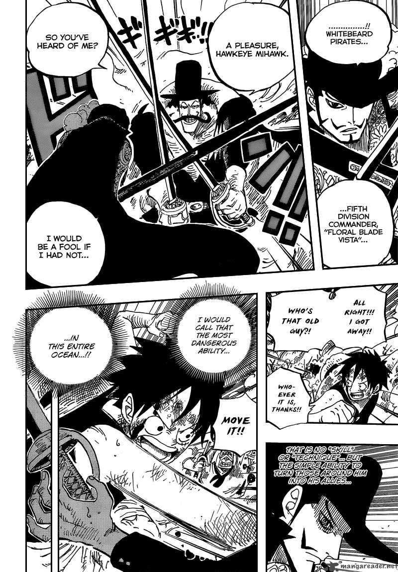 One Piece Manga Chapter 561 page 12 - Luffy vs. Mihawk