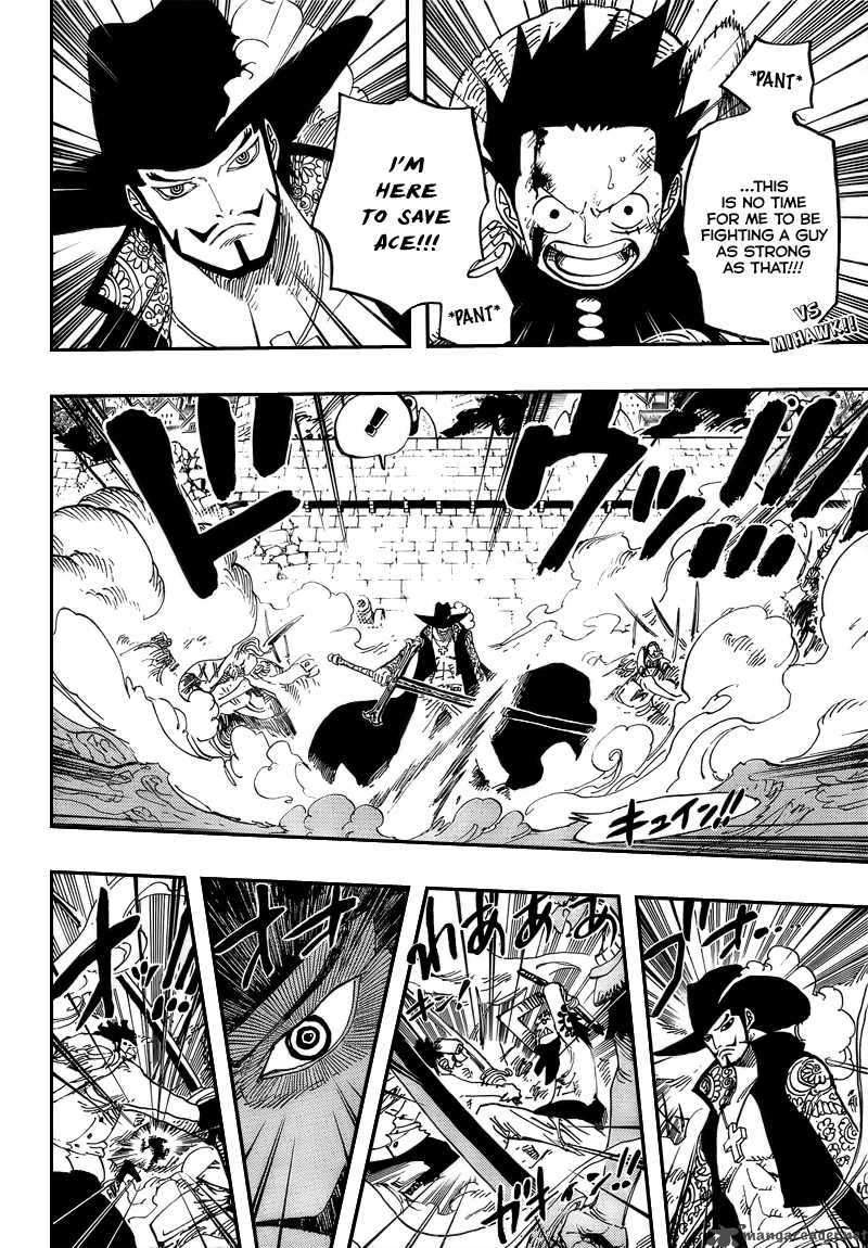 One Piece Manga Chapter 561 page 3 - Luffy vs. Mihawk