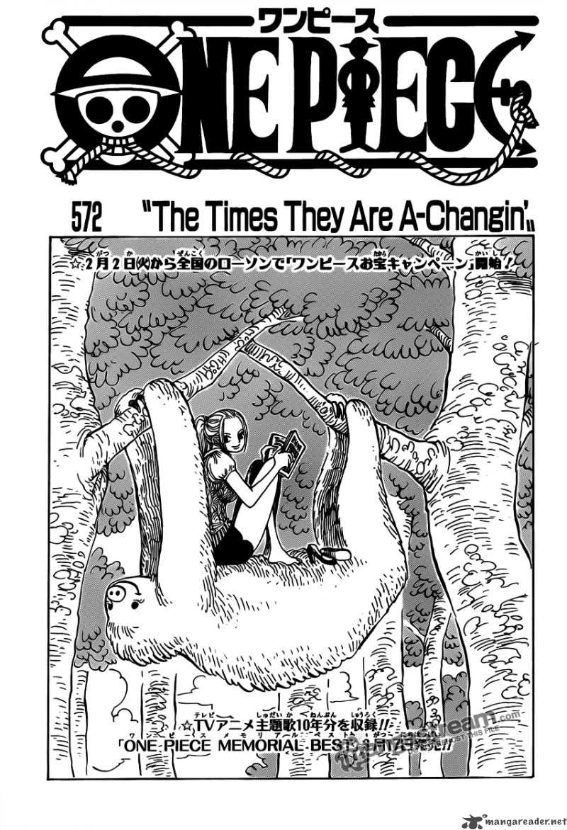 One Piece Manga Chapter 572 page 1 - The Times They Are A-Changin'