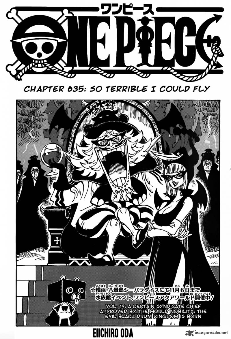 One Piece Manga Chapter 635 page 1 - So Scared I Ran Up to the Sky