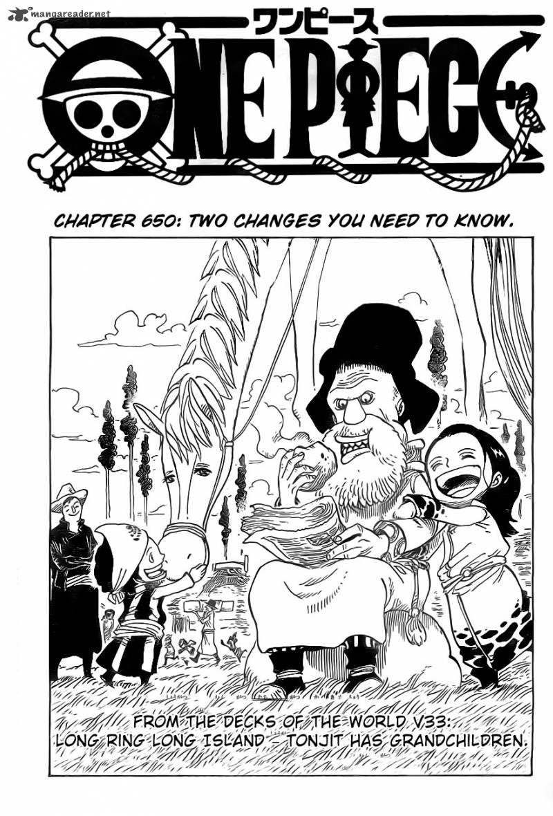 One Piece Manga Chapter 650 page 1 - Two Changes to Be Aware Of