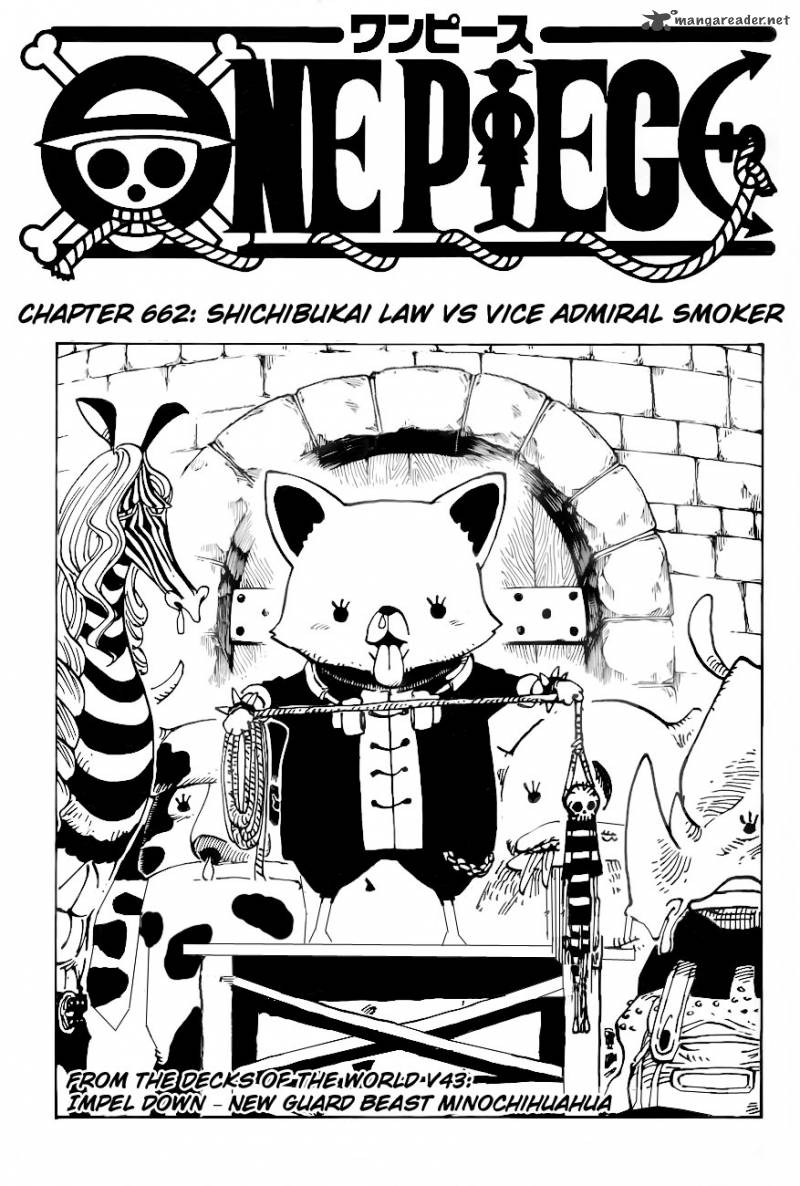 One Piece Manga Chapter 662 page 1 - Warlord Law Vs. Vice Admiral Smoker