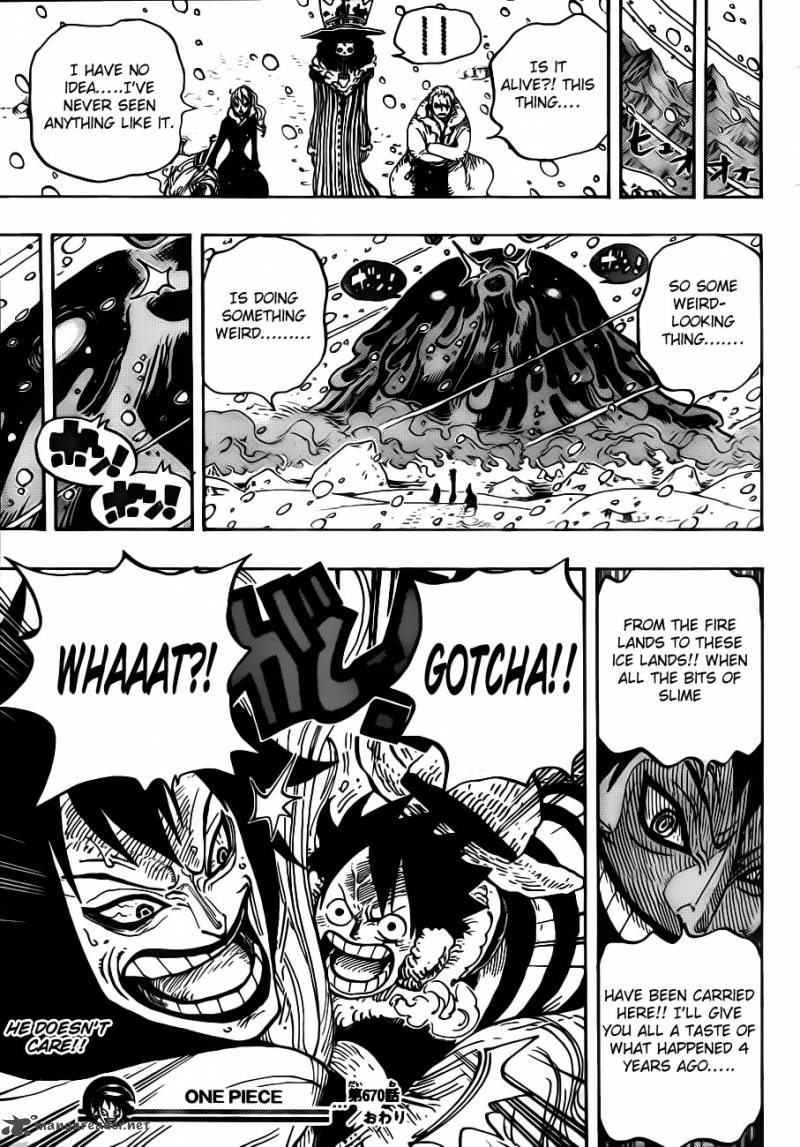 One Piece Manga Chapter 670 page 17 - Blizzard With a Chance of Slime