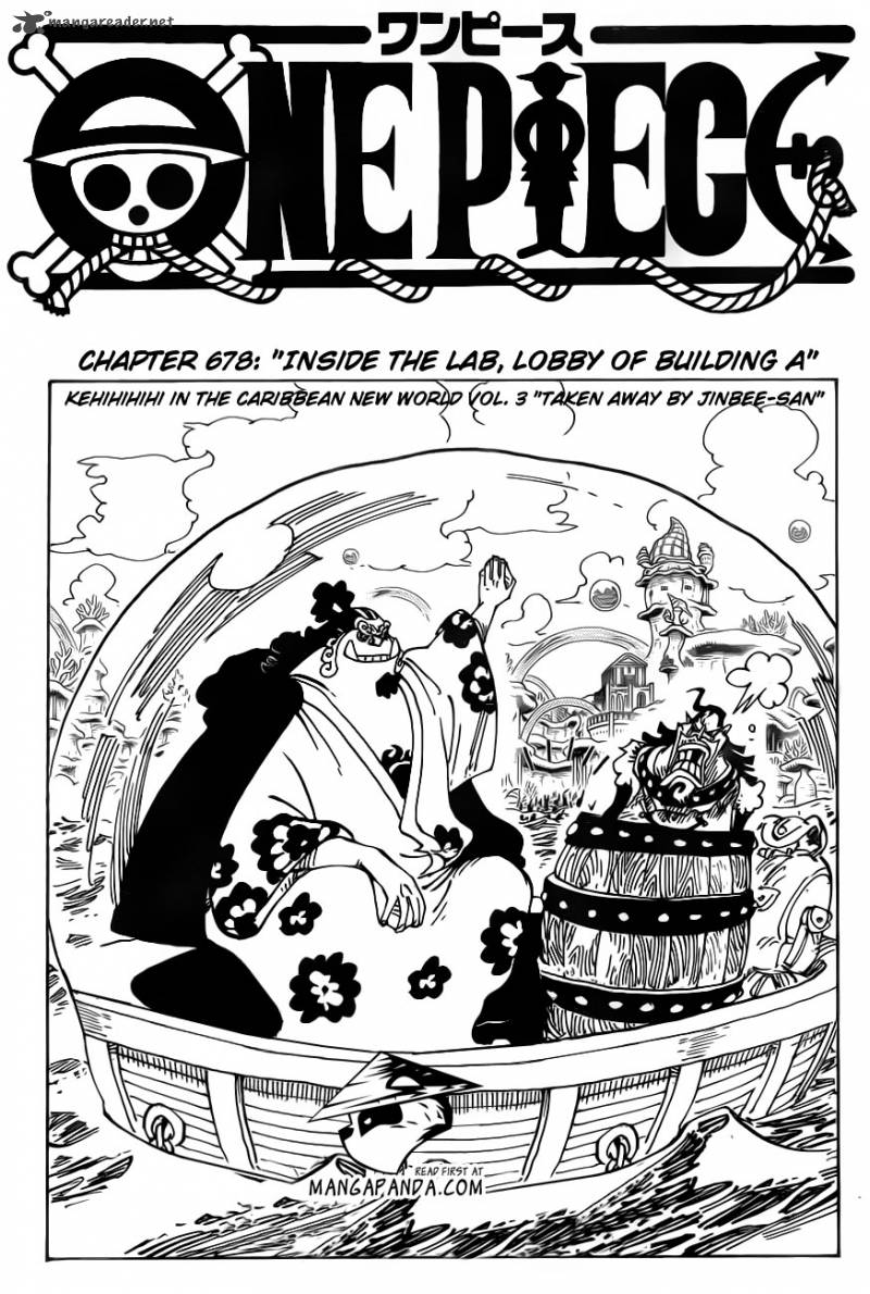 One Piece Manga Chapter 678 page 2 - Lobby of Laboratory Section A