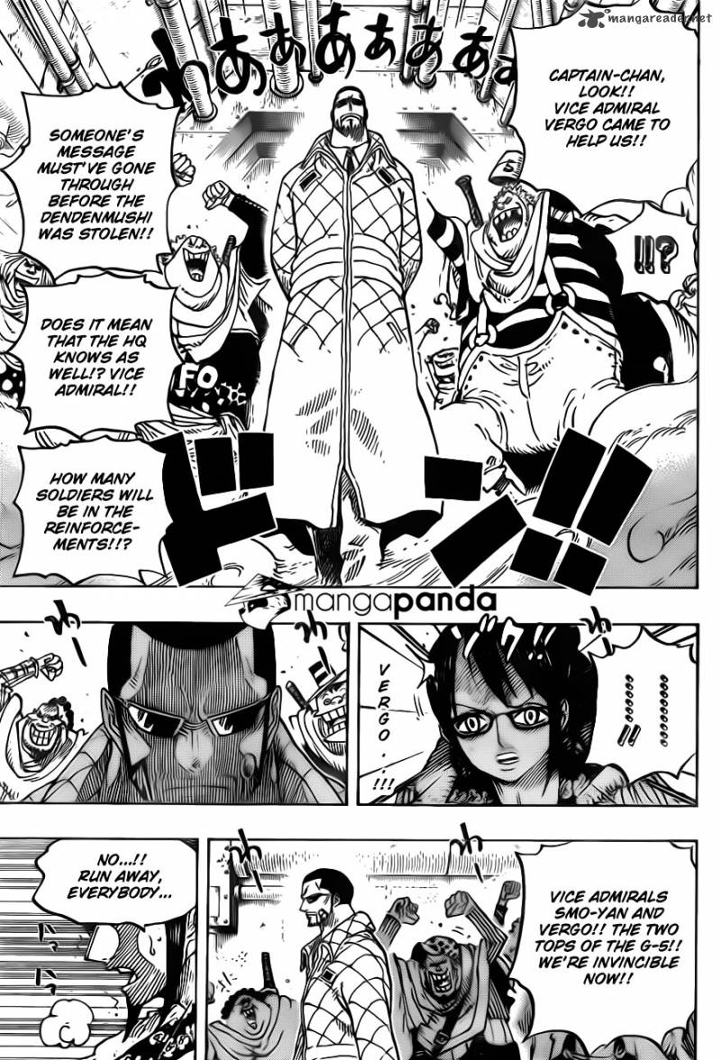 One Piece Manga Chapter 680 page 11 - Marine G-5 Base Commander Vergo the Demon Bamboo