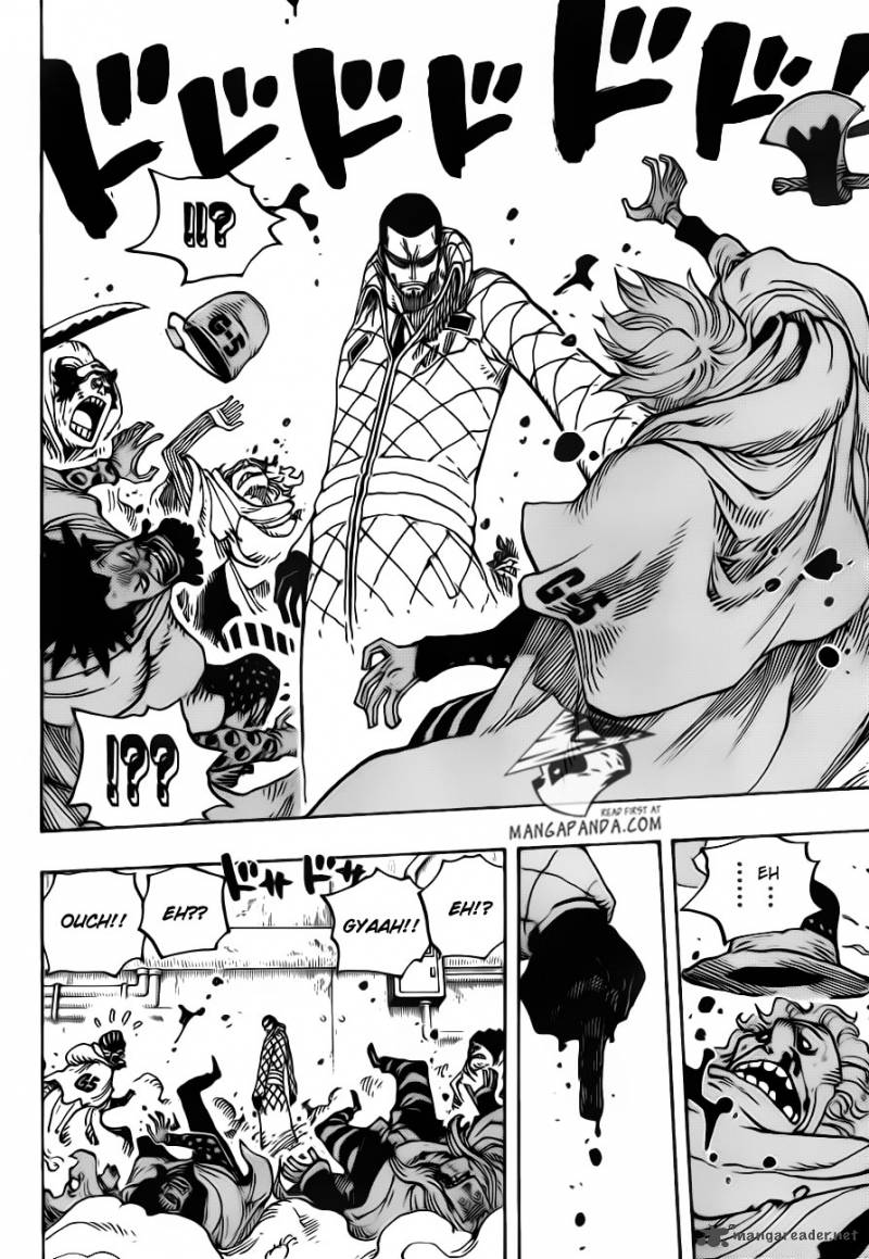One Piece Manga Chapter 680 page 12 - Marine G-5 Base Commander Vergo the Demon Bamboo