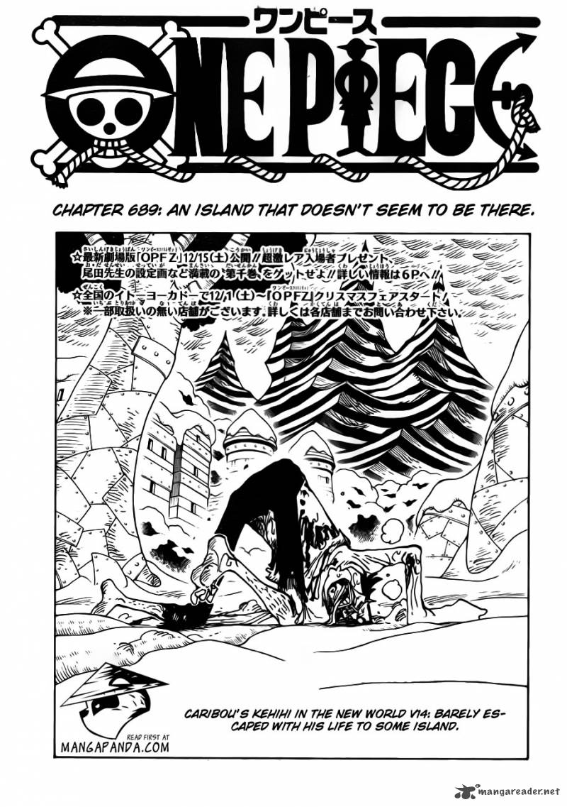 One Piece Manga Chapter 689 page 2 - A Seemingly Non-Existent Island