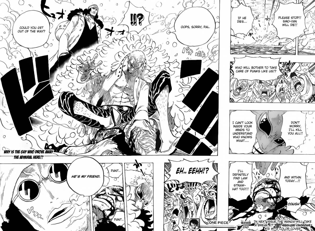One Piece Manga Chapter 698 page 18 - Doflamingo Appears