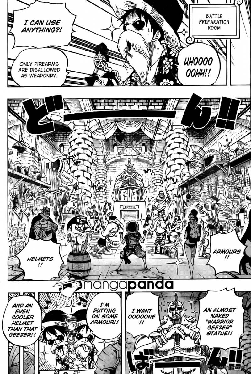 One Piece Manga Chapter 704 page 10 - Lucy and the Statue of Kyros