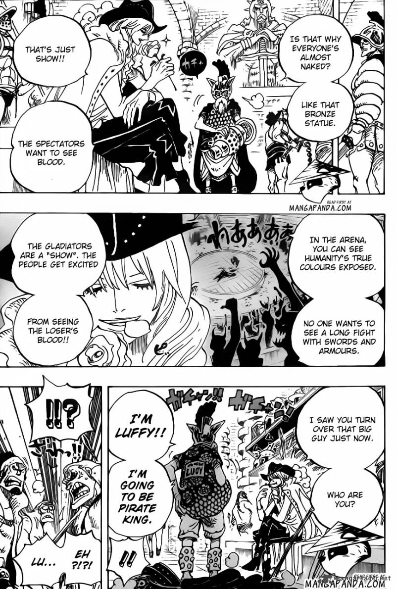 One Piece Manga Chapter 704 page 13 - Lucy and the Statue of Kyros