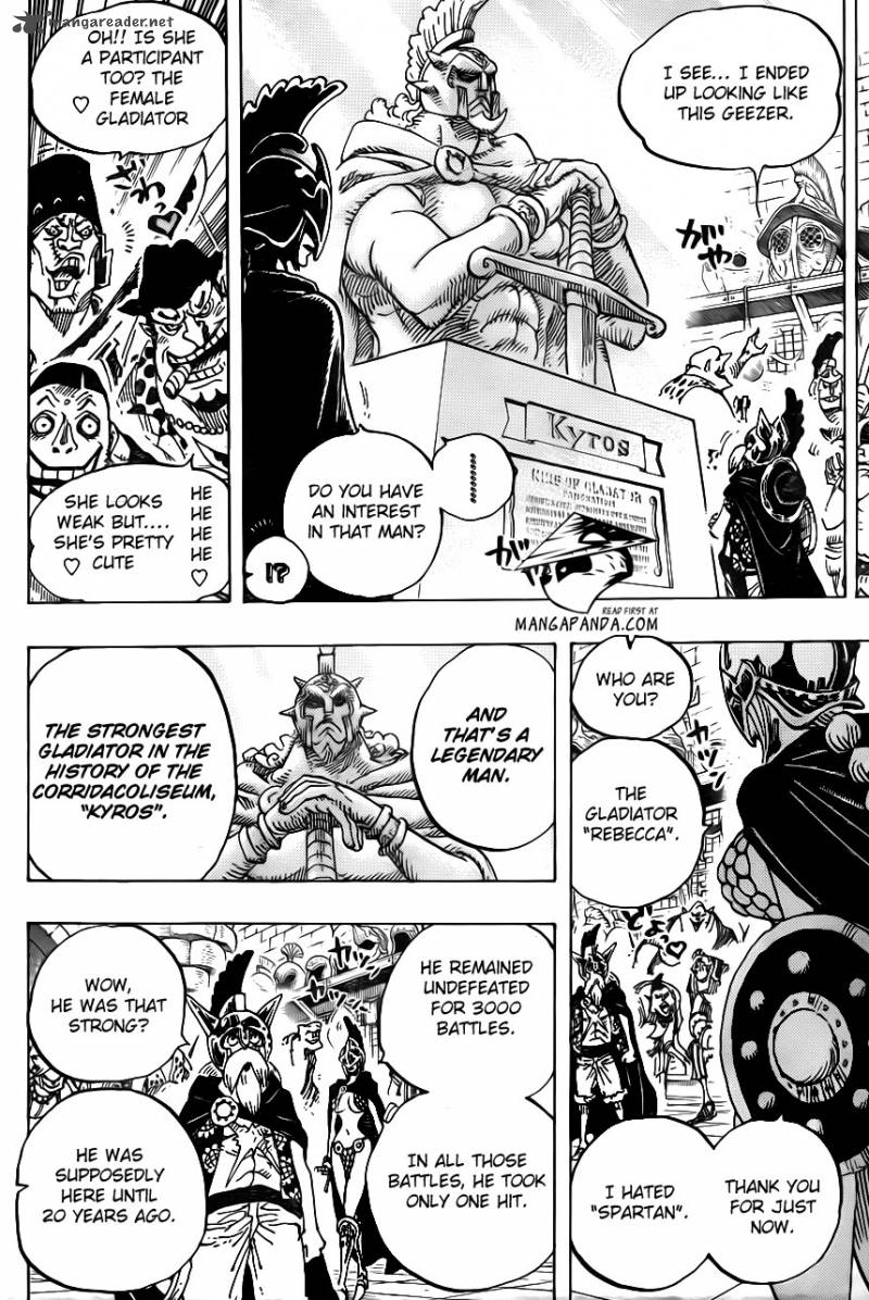 One Piece Manga Chapter 704 page 16 - Lucy and the Statue of Kyros