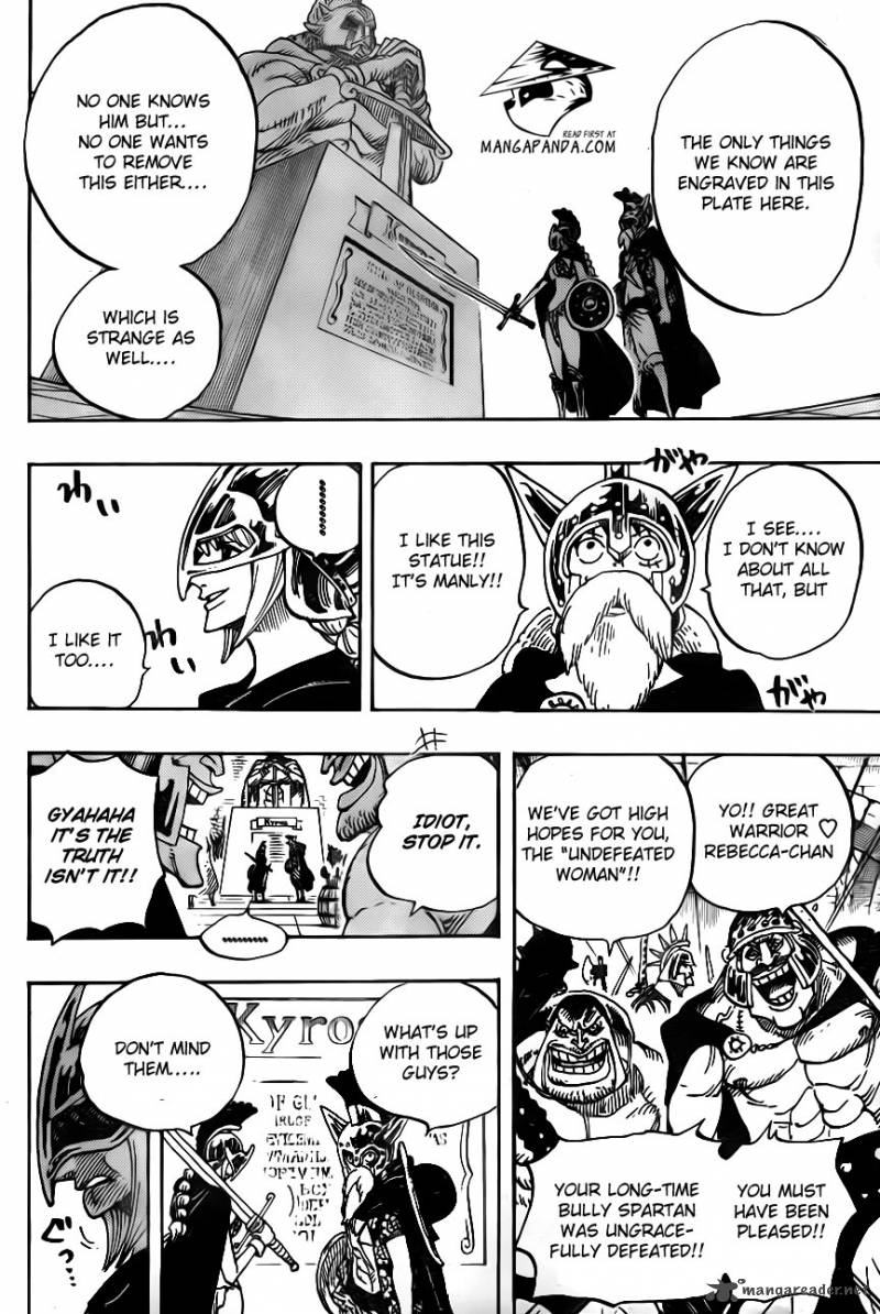 One Piece Manga Chapter 704 page 18 - Lucy and the Statue of Kyros