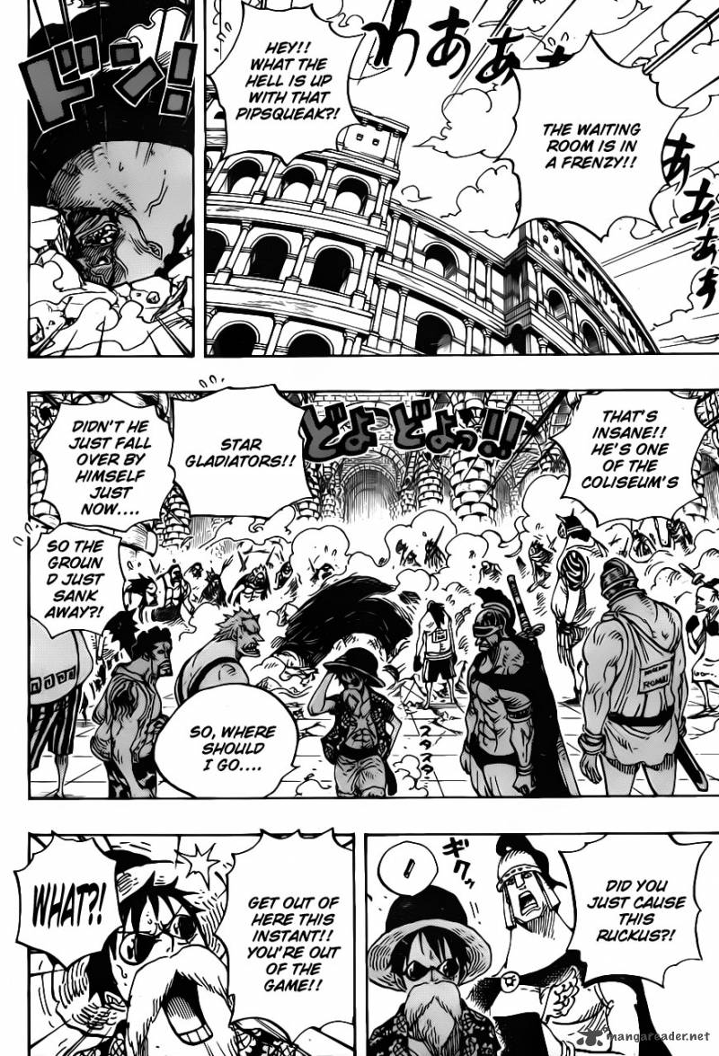 One Piece Manga Chapter 704 page 4 - Lucy and the Statue of Kyros