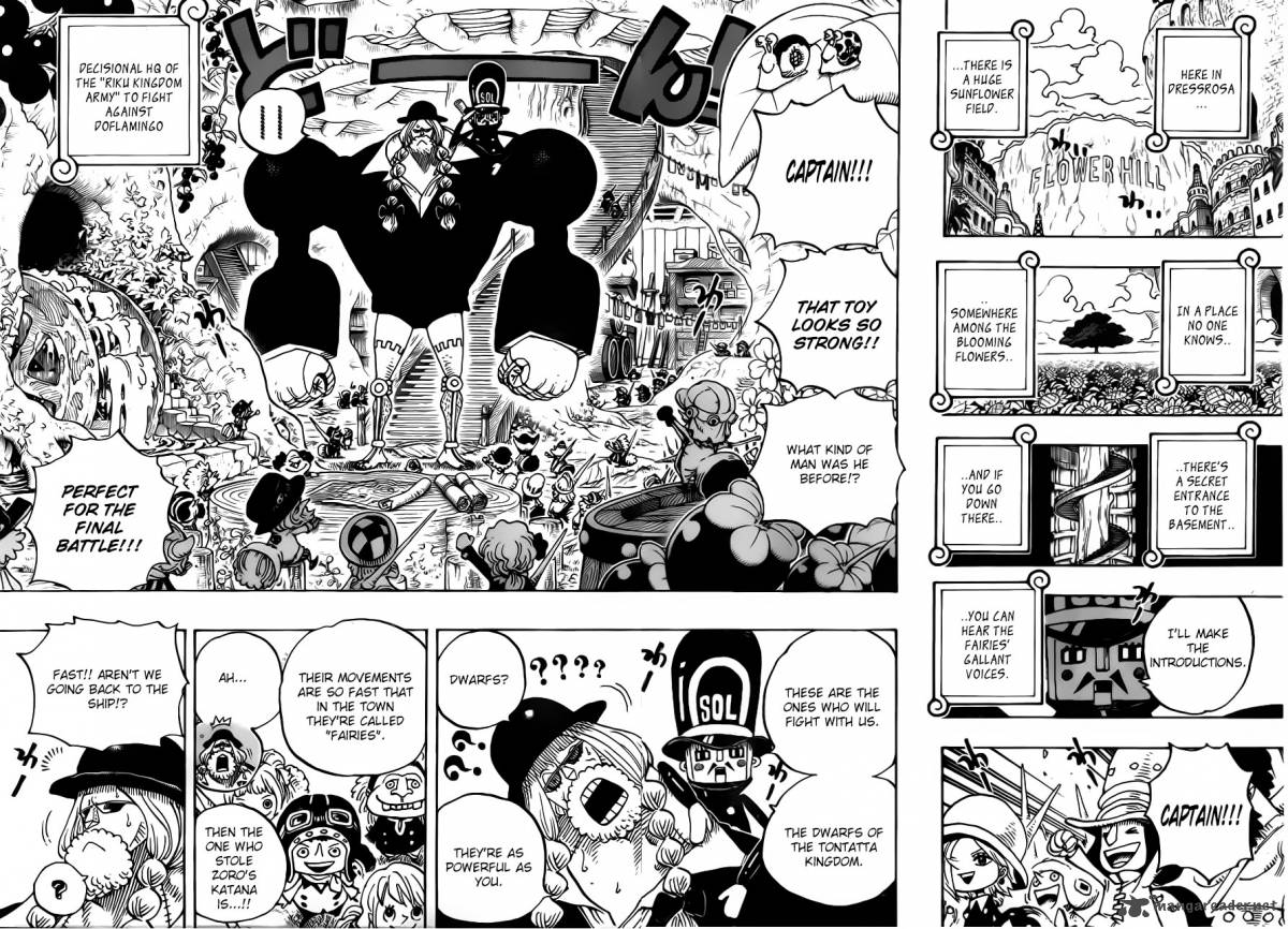 One Piece Manga Chapter 718 page 8 - Riku Royal Army on the Flower Hill