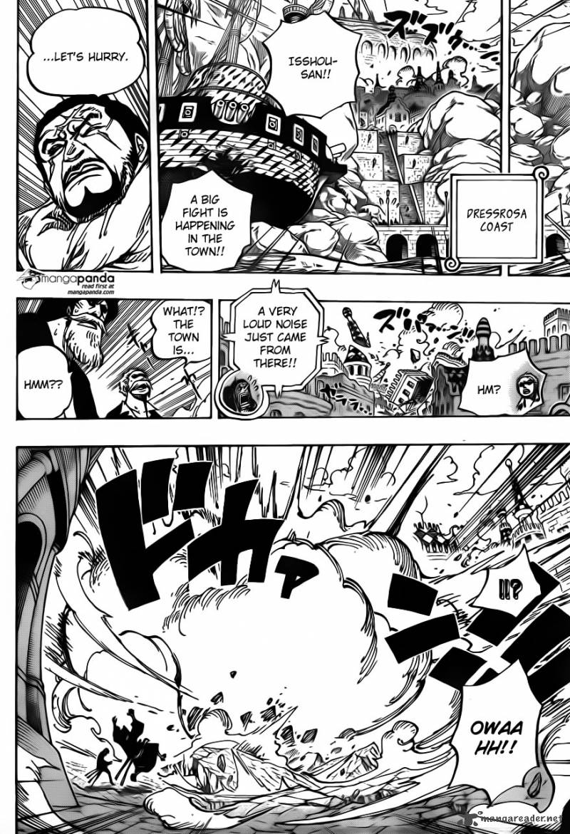 One Piece Manga Chapter 729 page 14 - Warlord Doflamingo vs. Warlord Law