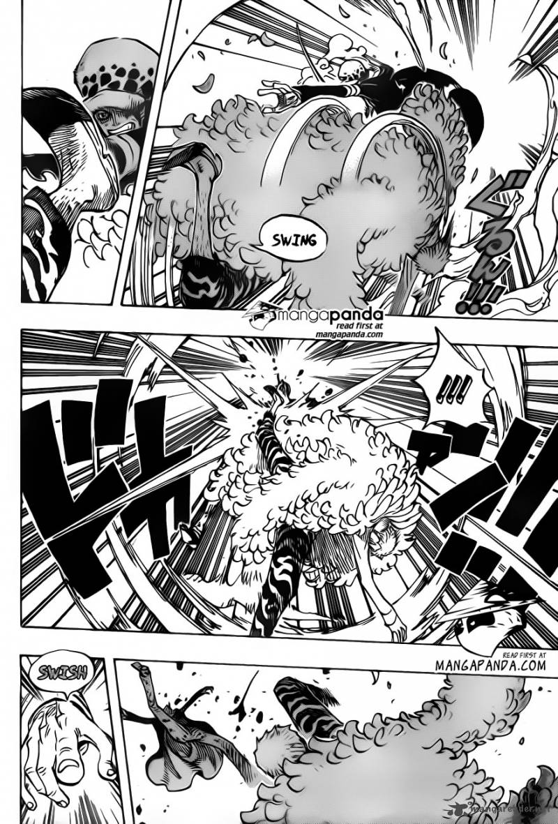 One Piece Manga Chapter 729 page 4 - Warlord Doflamingo vs. Warlord Law