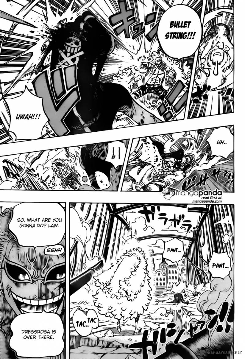 One Piece Manga Chapter 729 page 5 - Warlord Doflamingo vs. Warlord Law